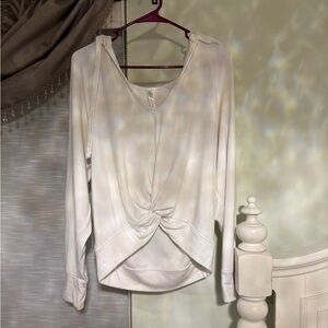 White Twist-Front Lightweight Hoodie – Soft, Cozy & Flattering